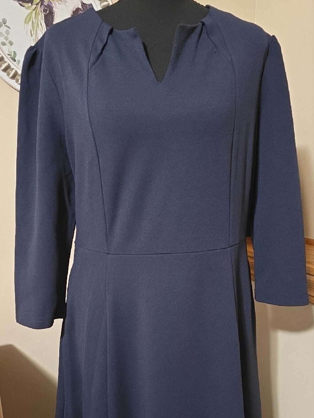 Allegra K Navy Long Sleeve Midi Dress - Picture 2 of 9